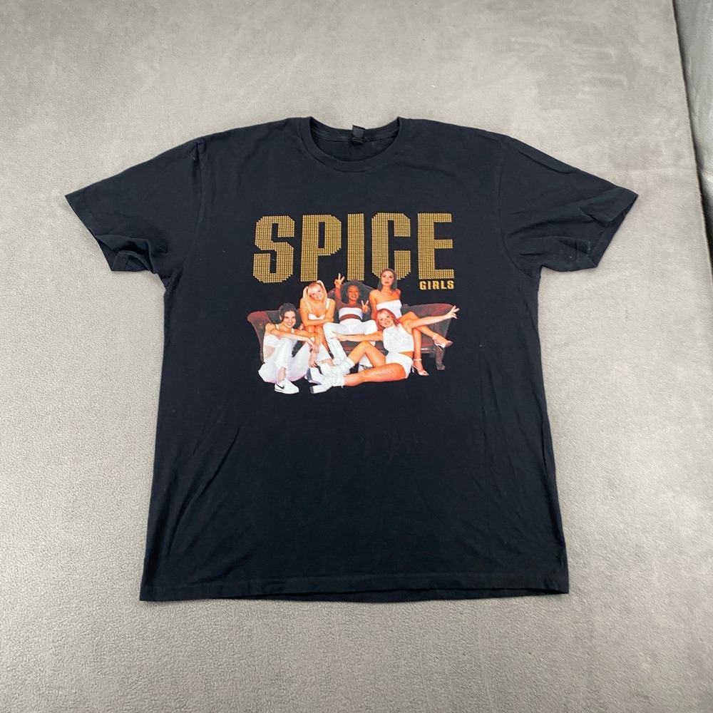 Spice Girls Graphic T-Shirt Black Gildan Softstyle Cotton Band Tee Large 7448